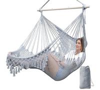 Chihee Sièges Suspendus Chaise Hamac Chaise Suspendue Très Grand Chaise en Coton tissé Doux,Barre d'écartement en métal Solide et Pliable Chaise balançoire en Dentelle à siège Large et Extensible