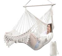 Chihee Sièges Suspendus Chaise Hamac Chaise Suspendue Très Grand Chaise en Coton tissé Doux,Barre d'écartement en métal Solide et Pliable Chaise balançoire en Dentelle à siège Large et Extensible