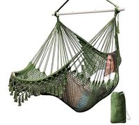 Chihee Sièges Suspendus Chaise Hamac Chaise Suspendue Très Grand Chaise en Coton tissé Doux,Barre d'écartement en métal Solide et Pliable Chaise balançoire en Dentelle à siège Large et Extensible