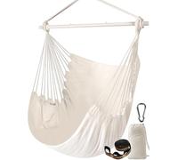 Chihee Sièges Suspendus Chaise Hamac Solide en métal Pliable Barre d'écartement Portable Chaise Suspendue Max 500 lbsSiège Confortable Patio pelouse Coton mélangé pour Confort supérieur Durabilité