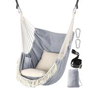 Chihee Sièges Suspendus Chaise suspendue Hamac 2 oreillers Inclus,Sangles et crochets solides pour une suspension facile suspendue en coton doux Poche de côté ensemble de chaises à pampilles Confort