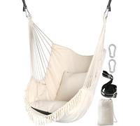 Chihee Sièges Suspendus Chaise suspendue Hamac 2 oreillers Inclus,Sangles et crochets solides pour une suspension facile suspendue en coton doux Poche de côté ensemble de chaises à pampilles Confort
