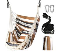 Chihee Sièges Suspendus Chaise suspendue Hamac 2 oreillers Inclus,Sangles et crochets solides pour une suspension facile suspendue en coton doux Poche de côté ensemble de chaises à pampilles Confort