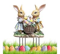 CHIHOLEN Décoration de Pâques d'extérieur, Décoration de Jardin, Décoration de Printemps, Figurines de Lapin de Pâques Vintage - Décoration de Jardin en 2D Acrylique - pour l'extérieur et l'intérieur