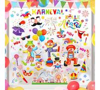 CHIHOLEN Lot de 9 feuilles d'images pour fenêtre de carnaval, autocollantes, statiques, réutilisables, pour carnaval, décoration de fête (A)