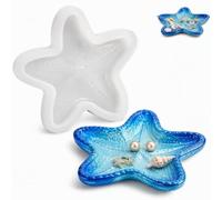 CHIHOLEN Moule Silicone Étoile de Mer, Grand Moule Resine Epoxy pour Plateau Vide Poche, Coupe à Bijoux, Bougie, Savon & Décoration Table, 13.5x11x1.8cm