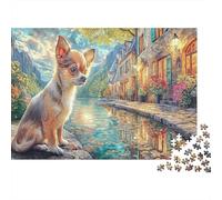Chihuahua 1000 Pièces Amusants PuzzleChemin du Canal Chihuahua pour Adultes De Jeu pour Adultes Difficile EtStimulant Del'art DeLaDécoration 52x38cm/1000pcs