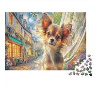 Chihuahua 1000 Pièces Aquarelle Puzzle Rue Chihuahua Coat pour Adultes De Jeu pour Adultes Parfaitpourla Détente Paysagedes QuatreSaisons 38x26cm/1000pcs