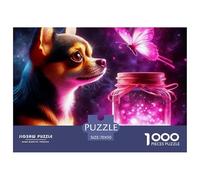 Chihuahua 1000 Pièces Chien Animal de Compagnie Puzzle pour Adultes Difficile Jeu Éducatif Défi Jouets Enfants Jeu pour Toute La Famille Cadeaux pour Femmes Et Hommes 70x50cm/1000pcs