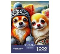 Chihuahua 1000 Pièces Oil Peinture Puzzle pour Adultes Jeu D'intelligence Cadeau Unique Adultes Et Adolescents Dès 14 Ans 70x50cm/1000pcs