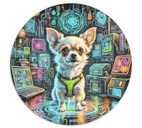 Chihuahua 1000 Pièces Puzzle Circulaire Animal de Compagnie Chien Puzzle Adulte pour Enfants Puzzle Familial Difficile Impossiblepour Adultes Cadeaux 1000pcs (67.5x67.5cm)