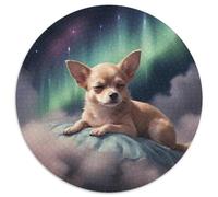 Chihuahua 1000 Pièces Puzzle Circulaire Animal de Compagnie Chien Puzzle Adulte pour Enfants Puzzle Familial Jeu D'Intelligence Cadeaux 1000pcs (67.5x67.5cm)