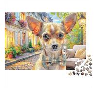 Chihuahua 1000 Pièces Puzzle Impossible Belle Décoration Familiale Chihuahua Portant Une Cravate Puzzles Jouets De Difficiles pour La Famille 38x26cm/1000pcs
