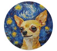 Chihuahua 1000 Pièces Puzzle Rond Chien de Compagnie Adultes Et Enfants Décompression Progressive Réduction du Stress Cadeau DécoRation 1000pcs (67.5x67.5cm)