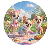 Chihuahua 1000 Pièces Puzzle Rond Jeu Chien Puzzles Jeu D'Intelligence Cadeau Unique pour Adultes Et Enfants 1000pcs (67.5x67.5cm)