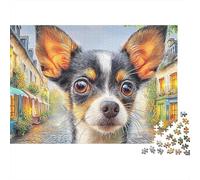 Chihuahua 1000 Pièces Puzzle Unique Belle Décoration Familiale Chihuahua avec Grands Yeux Puzzle Jouets De Jeu pour Adultes 70x50cm/1000pcs