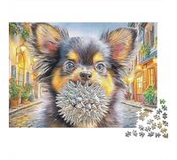 Chihuahua 1000 Pièces Puzzle Unique Décoration Moderne Chihuahua Tenant Quelque Chose Puzzle Jouets De Difficiles pour Adultes Et Enfants 52x38cm/1000pcs