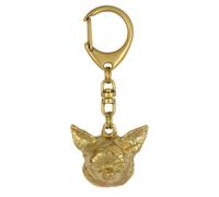 Chihuahua à poil court - Porte-clés doré avec chien, décoration de sac à main, a
