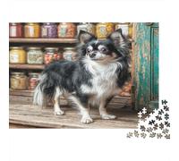 Chihuahua à Poil Long Boutique Vintage Puzzle pour Adultes Puzzle 1000 Pièces Détente Concentration Cadeau Maison 70x50cm/1000pcs