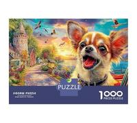 Chihuahua Abenteuer 1000 Pièces Puzzle Unique Jeu Cadeau Unique Chihuahua in Blumen Puzzles Jouets De Jeu pour La Famille 52x38cm/1000pcs