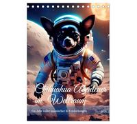 Chihuahua Abenteuer im Weltraum (Tischkalender 2026 DIN A5 hoch), CALVENDO Monatskalender: Süßer KI Chihuahua Astronaut erkundet das Weltall