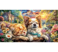 Chihuahua-and-Cat-Resting-Together 1000 pièces Papier recyclé Puzzle Extremement Difficile Jeux éducatifs Idée Cadeau Parfaite pour Adultes et Enfants de 12 Ans et Plus 70x50/1000 pièces
