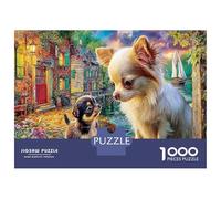 Chihuahua Art 1000 Pièce Villes Carton Robuste Puzzle Classique pour Adultes Enfants Difficile Décompression Décoration Murale 52x38cm/1000pcs