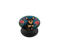 Chihuahua Art Nouveau Noir Tan Amoureux des Chiens PopSockets PopGrip Adhésif