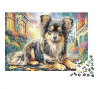 Chihuahua Automne 1000 Pieces Carton Solide Chiot Mignon Puzzle Personnalisé Séniors Passionnés Développement Cognitif Cadeau Noël Cadeau Naissance Parfait 38x26cm/1000pcs
