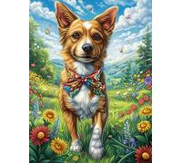 Chihuahua avec Papillons 300 Pieces Casse-tête Personne Âgée en Carton Rigide sans Déformation Facile Débutant Thérapie Occupationnelle Anti-Stress Petit Prix 300 PCS