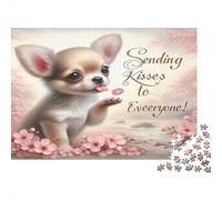 Chihuahua Baisers Carton Robuste Puzzle Classique 1000 Pièce S pour Adultes Enfants Impossible Défiant Décompression 52x38cm/1000pcs