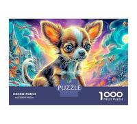 Chihuahua Bandana Puzzle Chihuahua in A Cosmic Dreamscape 1000 Pièces Carton pour Seniors Facile À Assembler Détente À Domicile Éducatif avec Poster Haute Qualité Réduit 70x50cm/1000pcs