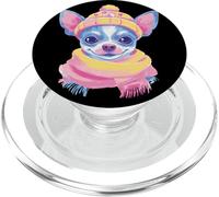Chihuahua Bleu Portrait d'hiver Motif Amoureux des Chiens Jaune PopSockets PopGrip pour MagSafe