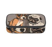 Chihuahua Bouledogue Mignon Carlin Chien Animal De Compagnie Amis Chiot Beige, Trousse à Crayons, Trousse à Crayons, Trousse à Crayons de Grande capacité, Trousse à cosmétiques