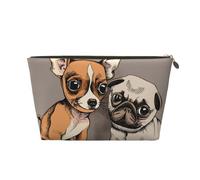 Chihuahua Bouledogue Mignon Carlin Chien Animal De Compagnie Amis Chiot Beige, Trousse de Maquillage Trousse à cosmétiques Trousse de Toilette de Voyage Portable Pochette de Toilette
