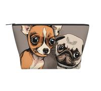 Chihuahua Bouledogue Mignon Carlin Chien Animal De Compagnie Amis Chiot Beige, Trousse de Toilette Trousse de Maquillage Sac à cosmétiques Trousse de Toilette de Voyage Portable