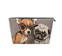 Chihuahua Bouledogue Mignon Carlin Chien Animal De Compagnie Amis Chiot Beige, Trousse de Toilette Trousse de Maquillage Sac à cosmétiques Trousse de Toilette de Voyage Portable