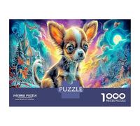Chihuahua Carton Extra-Épais Scène rêveuse Puzzle pour Passionnés De Puzzles Séniors, Puzzle D'entraînement De Concentration, Activité des Fêtes De Noël 70x50cm/1000pcs