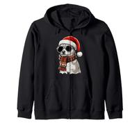 Chihuahua Chapeau de Père Noël Plaid Écharpe Lunettes de Soleil Amant Sweat à Capuche