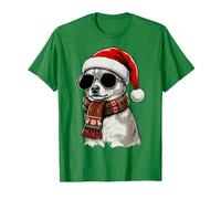 Chihuahua Chapeau de Père Noël Plaid Écharpe Lunettes de Soleil Amant T-Shirt