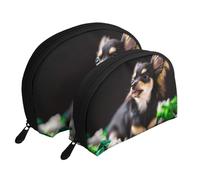 Chihuahua Chien Mignon, Trousse de Maquillage Coquille Femme Petit Porte-Monnaie Trousse de Toilette Trousse à cosmétiques 2 pièces