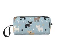 Chihuahua Chiens Bleu, Trousse de Maquillage Trousse à cosmétiques Trousse de Toilette de Voyage Portable Pochette de Maquillage