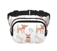 Chihuahua, Chiens Mignons et Bol,Sac Banane carré Double Couche, Sac de Poitrine