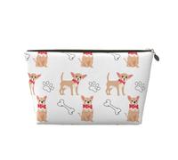 Chihuahua Chiens Mignons Et Bol, Trousse de Maquillage Trousse à cosmétiques Trousse de Toilette de Voyage Portable Pochette de Toilette