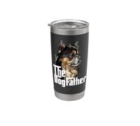 Chihuahua Dad The Dog Father Chiwawa Cheveux longs Noir et brun clair Gobelet isotherme en acier inoxydable double paroi