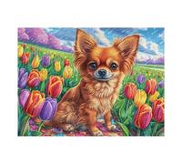 Chihuahua dans la prairie parfumée 500 Pieces Casse-tête Expert Confirmé En Carton Épais Rigide Flore, bulbes et prairie Très Difficile Niveau Expert Motif Complexe Cadeau Anniversaire Premium 500 PCS