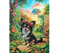 Chihuahua dans Les Fleurs 1000 Pièces Puzzle Adulte en Carton Rigide Haute Qualité Animaux de Paysage Naturel Difficile Niveau Expert Anti-Stress Jeu De Société Idée Cadeau Anniversaire Premi