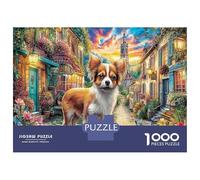 Chihuahua dans Une Rue colorée 1000 Pièces Coffret Puzzle Animal de Compagnie apaisant Puzzle Classique Carton Solide - Ultra Dur pour Couples, Top Noté, Activité Parfaite À La Maison