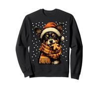 Chihuahua de Noël avec Bonnet de Père Noël, Pain d'épices, Biscuit, Neige Sweatshirt
