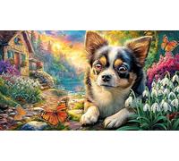 Chihuahua-Dog-Resting-by-Water Puzzle pour Adultes et Enfants 1000 pièces Papier recyclé Puzzle Jeux éducatifs pour activité Maison & Cadeau Amusant Idée Cadeau Parfaite 38x52/1000 pièces